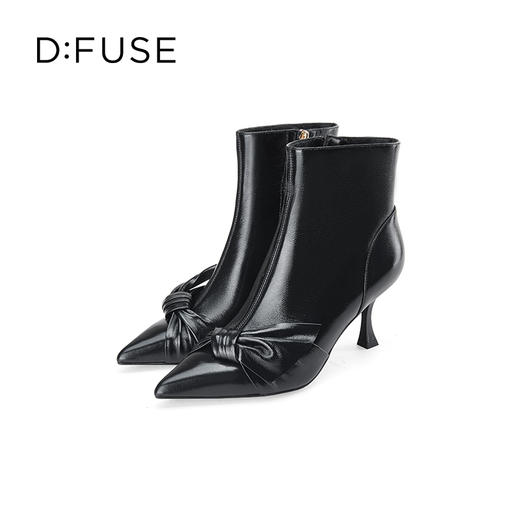 D:FUSE迪芙斯秋新款时装鞋女羊皮尖头蝴蝶结高跟裸靴靴子DF34116027 商品图5