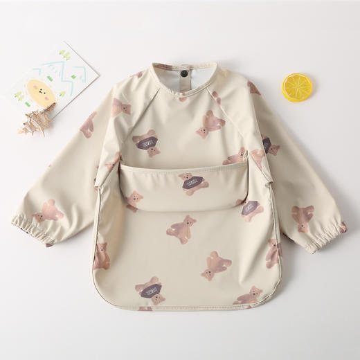 丹麦儿童长袖pu反穿衣宝宝吃饭衣围兜超软防水婴儿饭兜防脏喂饭衣 商品图12