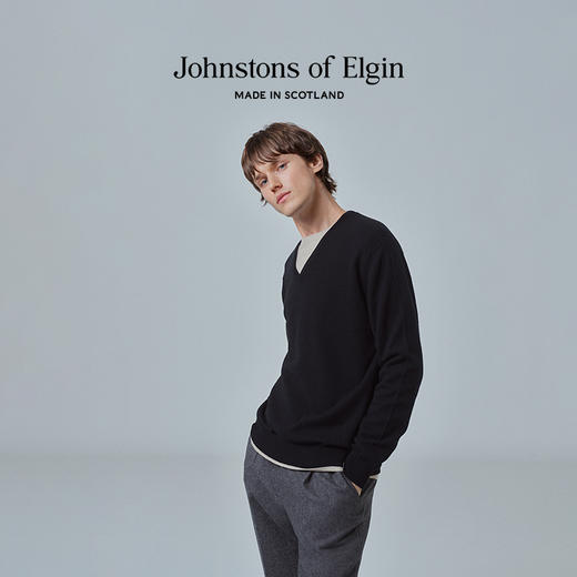 Johnstons of Elgin男士纯羊绒经典V领套头衫 商品图1
