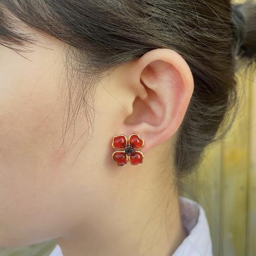 北京仓｜Gripoix Paris-Poppy Flower-小号 虞美人 耳环［法国设计师］ 商品图1