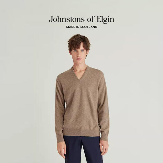 Johnstons of Elgin男士纯羊绒经典V领套头衫 商品图2