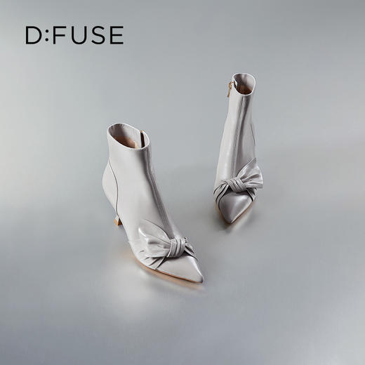 D:FUSE迪芙斯秋新款时装鞋女羊皮尖头蝴蝶结高跟裸靴靴子DF34116027 商品图10