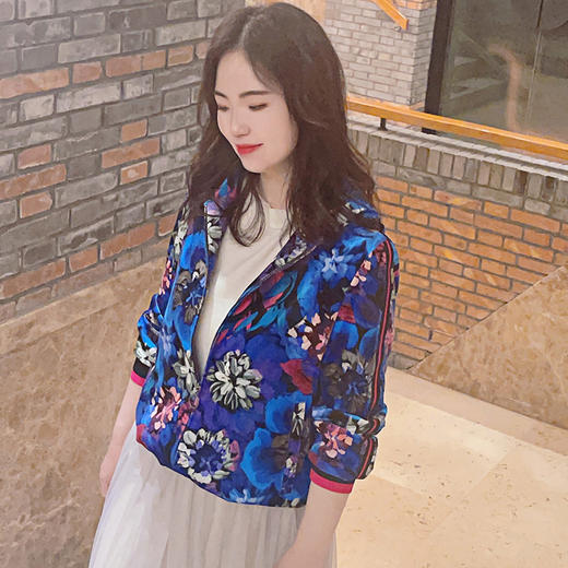 圣三利女装 新款时尚休闲丝绒面连帽上衣外套SL1912203 商品图1