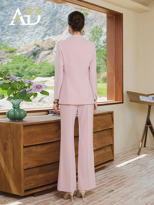 AD气质风女总裁西装套装新款粉色职业装系带小西服外套不规则正装 商品图4