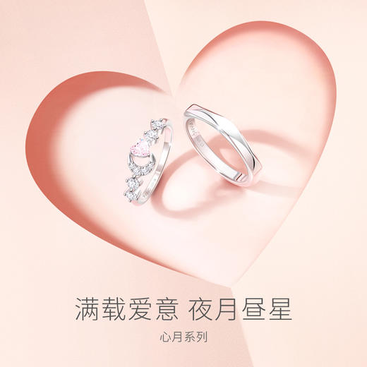 Fanci范琦【幻梦心月系列】心月相伴情侣对戒925银小众设计戒指纪念日女友送礼物 商品图1