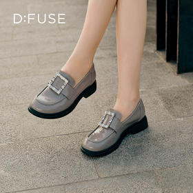 D:FUSE迪芙斯秋季新款单鞋女乐福鞋牛皮圆头钻扣经典深口女鞋DF33112016