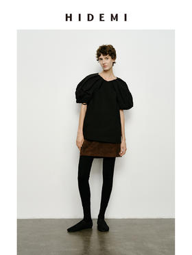 HIDEMI 特殊工艺纸感微浮雕艺术面料抽绳设计感大翻领上衣