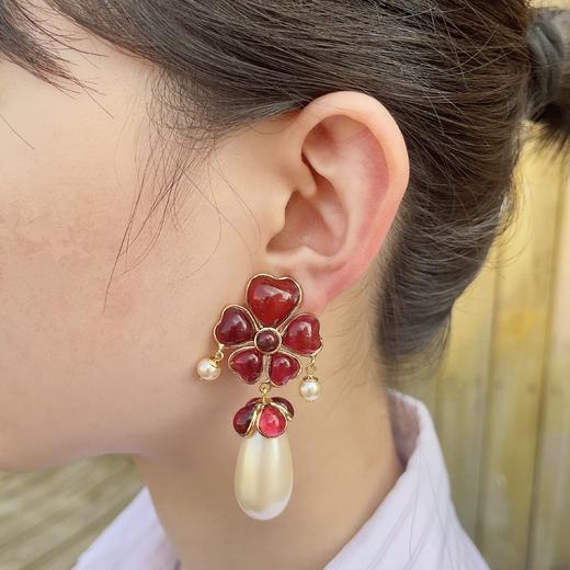 北京仓｜Gripoix Paris-Vintage-Daisy-雏菊 琉璃 珍珠 耳环［法国设计师］ 商品图3
