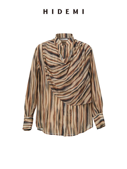 HIDEMI 河流抽象印花轻柔丝巾式极简衬衫/半身裙/连衣裙 商品图4