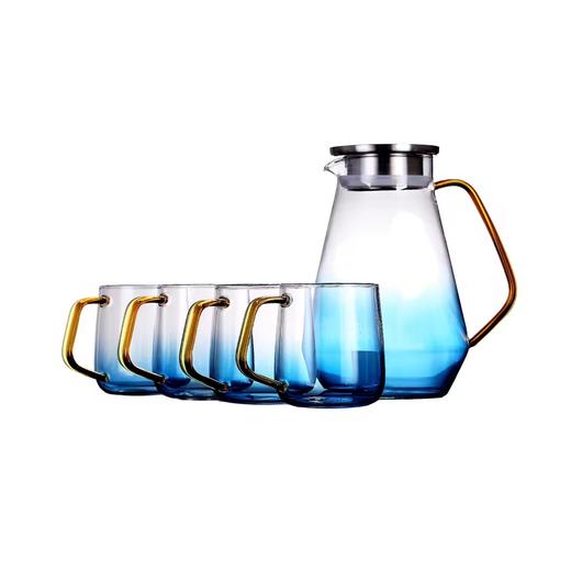 明尚德耐热玻璃渐变蓝冷水壶组（1.6L+400ml*4） 商品图0