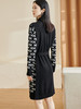 剩S/M/XL 米思阳2026春季新款时尚设计感连衣裙拼接几何长袖绑带一步裙2510 商品缩略图2