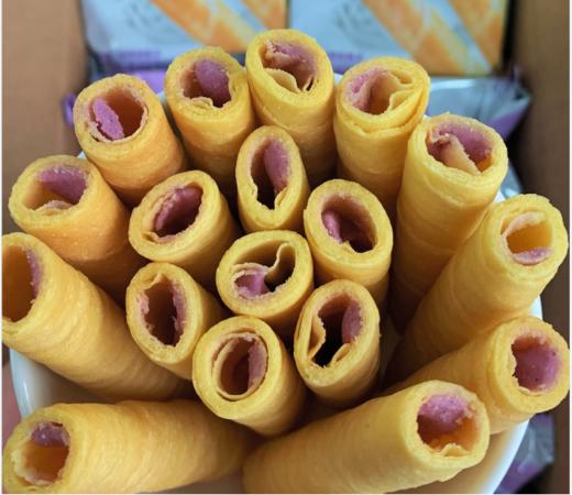 【会员福利9.9元】唛兆香芋牛奶蛋酥卷200g*2箱酥脆芋泥夹心蛋卷开袋即食儿童小零食 商品图5