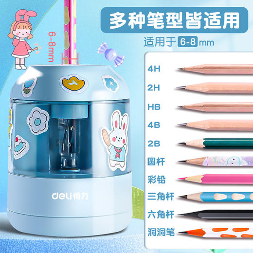 「三色可选」得力自动削笔器 电动转笔刀小学生用铅笔刀儿童可爱小型削笔机 商品图2