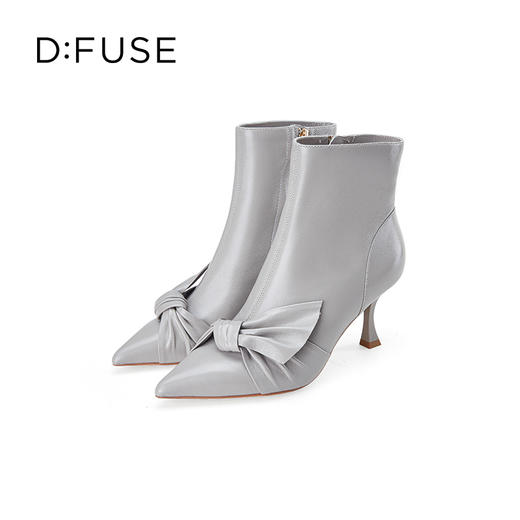 D:FUSE迪芙斯秋新款时装鞋女羊皮尖头蝴蝶结高跟裸靴靴子DF34116027 商品图2