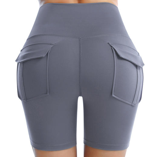 欧美无尴尬线瑜伽裤女士高腰提臀健身短裤速干紧身运动五分裤 商品图3