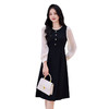 奢姿2025秋季法式赫本风气质简约花边圆领撞色长袖收腰连衣裙9933852608 商品缩略图4