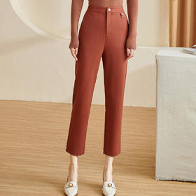 剩S/M/L/XL 米思阳2024秋季新款百搭简约针织休闲裤修身纽扣九分直筒裤子2867