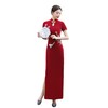 SYK319067红色滴水领加长走秀款旗袍2023秋冬新款复古国风加大码长款旗袍 商品缩略图4