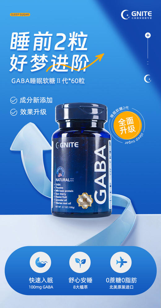 失眠必备！一瓶就送一袋8粒装小样。GABA睡眠软糖香甜葡萄味，到手68颗，超高性价比！两瓶赠送5片蒸汽眼罩! 口感超好 安神舒缓 缓解失眠，睡前两粒快速入眠显著提高睡眠质量 商品图4