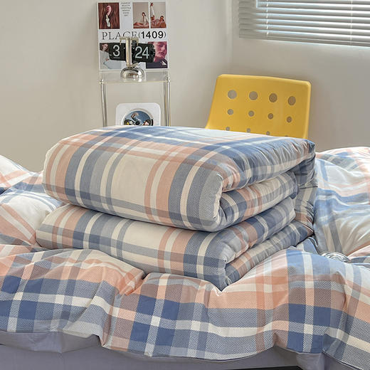 自然醒全棉无印风条格系列四件套全棉纯棉2023新款床品小清新学生宿舍床单被套三件套NH141 商品图6