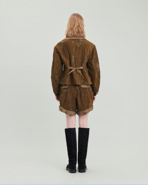 Renlisu 苔绿色绒面肌理短裤 商品图5