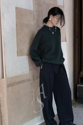 Studio Nicholson  暗灰绿TONE圆领罗纹羊毛衫