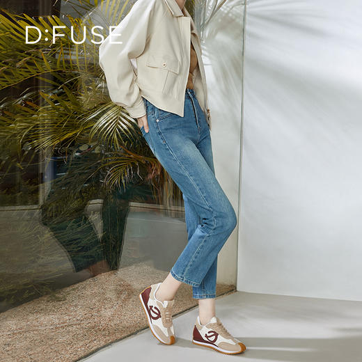 Dfuse迪芙斯秋季新款牛皮圆头休闲系带平底运动鞋DF33112212 商品图1