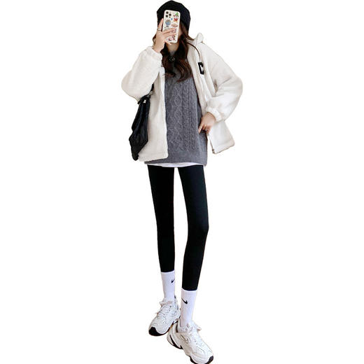 秋冬加绒打底裤女大码锦纶外穿高腰收腹紧身瑜伽芭比裤批发鲨鱼裤 商品图3