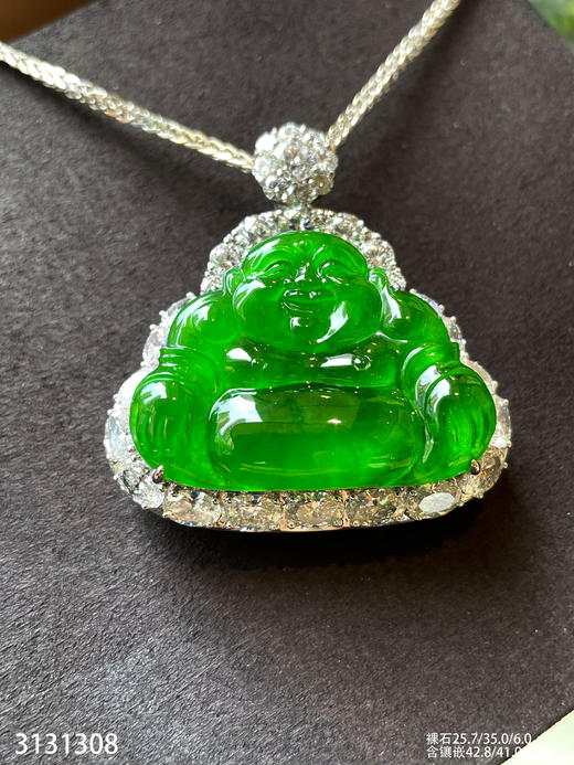 老坑玻璃种帝王绿佛公吊坠【3131308】具体价格微信咨询 商品图3