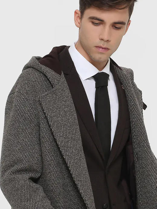 callisto咖色羊毛混纺大衣 FRFEC010C 商品图2