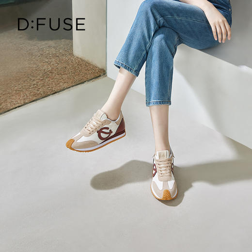 Dfuse迪芙斯秋季新款牛皮圆头休闲系带平底运动鞋DF33112212 商品图3