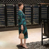 圣三利女装 新款时尚豹纹印花中长款抽褶连衣裙SL2037104 商品缩略图1