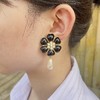 订购6个月到｜Gripoix Paris-Simple Flower-黑色 花朵 巴洛克珍珠 耳环［法国设计师］ 商品缩略图1