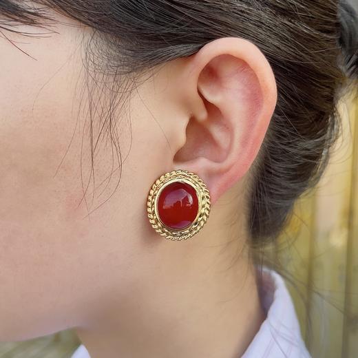 北京仓｜Gripoix Paris-Signet Oval-红色 琉璃 耳环［法国设计师］ 商品图2