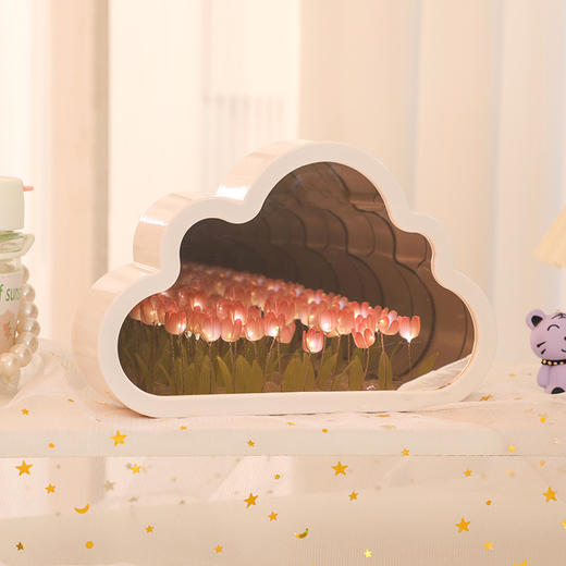 【云朵郁金香❗️DIY手工镜子】云朵郁金香小夜灯花海氛围灯桌面摆件七夕情人节礼物三八妇女节新年礼盒年货礼盒 商品图5