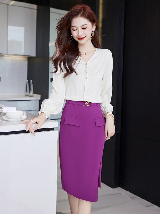 HR-WHA187-69气质时尚优雅包臀裙套装女2023年秋季上新遮肉显瘦百搭潮流两件套 商品图0