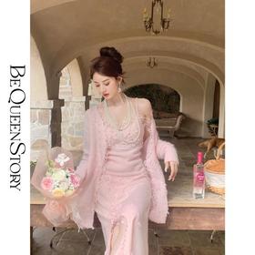 BeQueenStory【快乐音符】羊驼毛马海毛重工蕾丝织绣柔软毛衣三件套