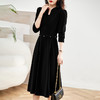 优雅修身，纯色收腰柔绒连衣裙HR-MLJL8202 商品缩略图3