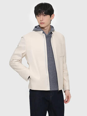 callisto米白色绵羊毛革皮克夹 FRFLT006Y