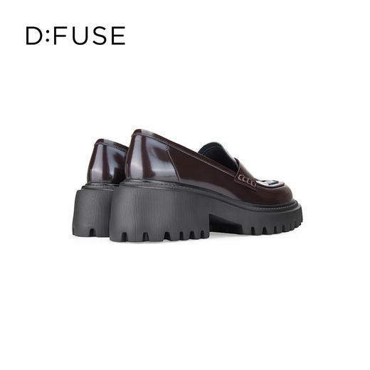 D:FUSE迪芙斯秋季新款单鞋女乐福鞋牛皮圆头编织经典厚底鞋女DF33112120 商品图10