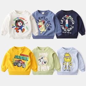 【时尚新品！潮流休闲】童装春季新款韩版儿童卫衣卡通男童套头衫宝宝上衣女童服装潮，大众简约的潮领，舒适版型。给宝宝带来舒适的感觉-QQ