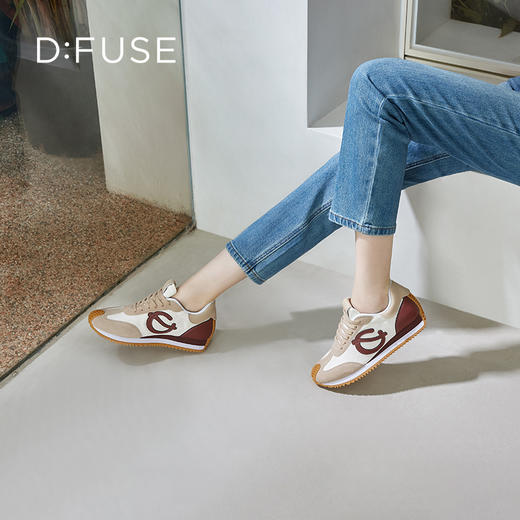 Dfuse迪芙斯秋季新款牛皮圆头休闲系带平底运动鞋DF33112212 商品图2