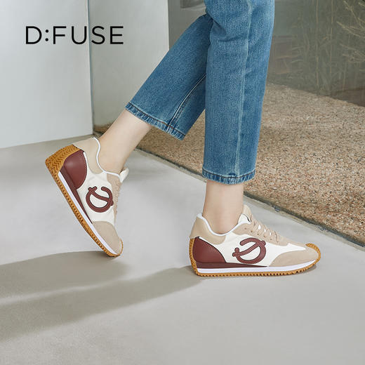 Dfuse迪芙斯秋季新款牛皮圆头休闲系带平底运动鞋DF33112212 商品图0