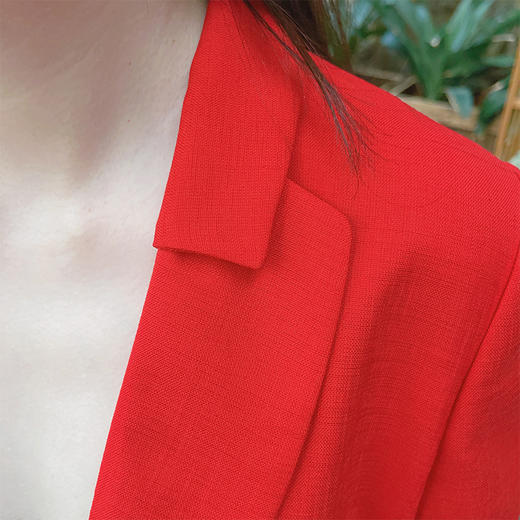 圣三利女装 新款翻领环保仿亚麻纯色休闲西服外套SL2012130 商品图3