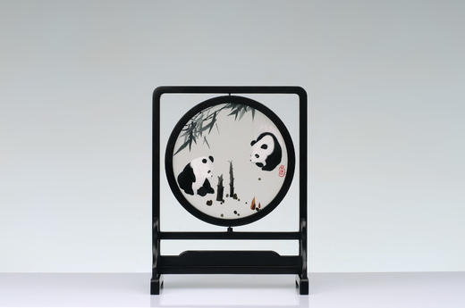 蜀绣双面绣-节节高双熊猫 商品图1