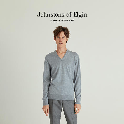 Johnstons of Elgin男士美利奴羊毛V领套头衫 商品图0