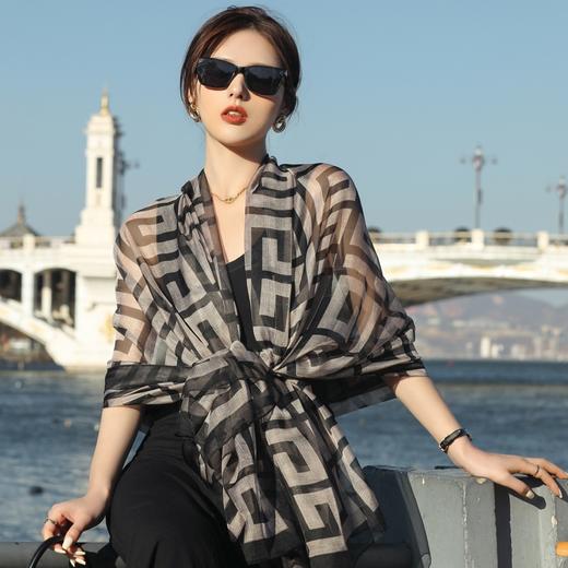 【七夕礼品】【仅赠不售】云纹纱丝巾女春秋夏季防晒空调披肩 商品图0