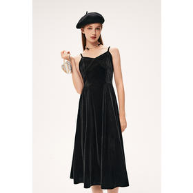 【严选】诗凡黎秋轻熟气质丝绒吊带连衣裙7E8391961