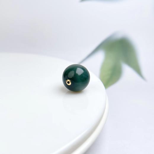 18K碧玉吊坠-菠菜绿转运圆珠 商品图0