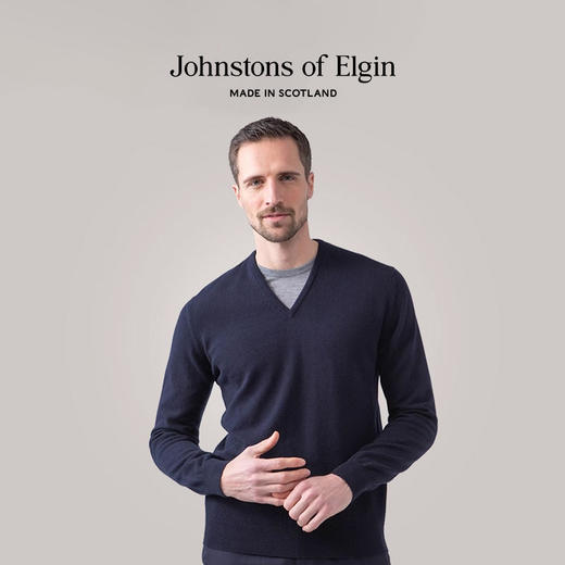 Johnstons of Elgin男士纯羊绒经典V领套头衫 商品图0
